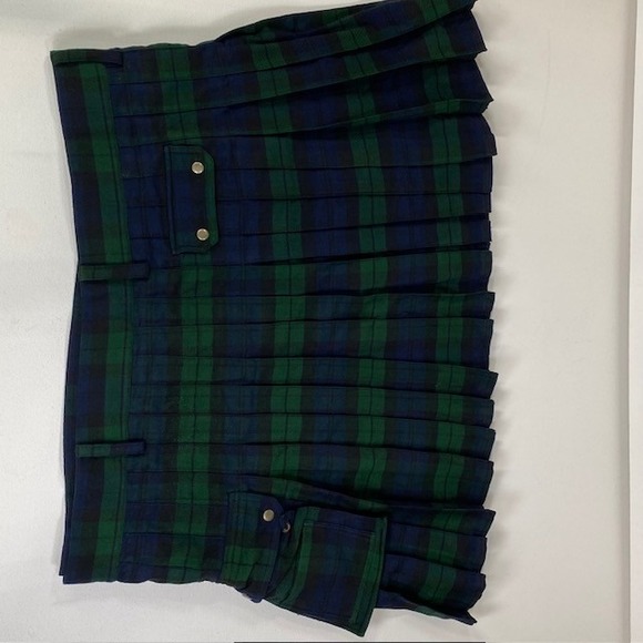 DSSkilts Plaid Kilt Utility Pockets Buckle Straps Green Blue Size 54 - Picture 7 of 13